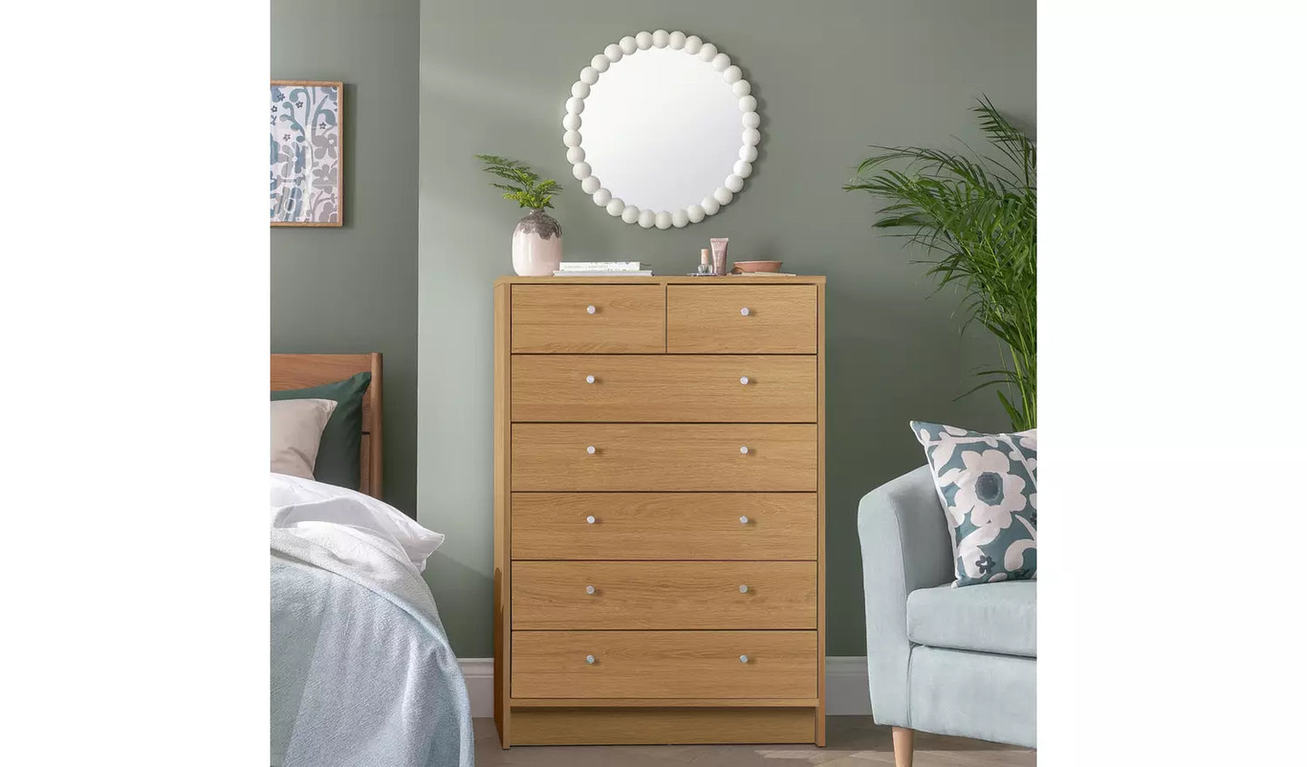 Malibu 7 Drawer Chest - Oak Effect